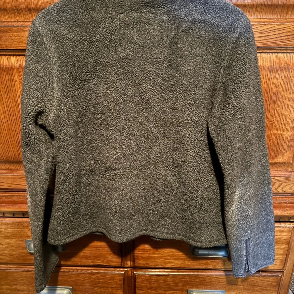 Abercrombie & Fitch Sherpa Fleece Jacket Gray Full Zip Cozy Unisex Size M